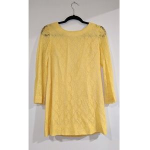 Vintage Yellow Floral Lace Dress